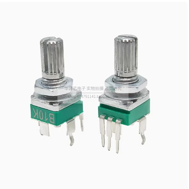 

20Pcs RK097 vertical 15MM half-axis curved foot dual 6-pin B10K 50K 100K tuning and dimming adjustable potentiometer