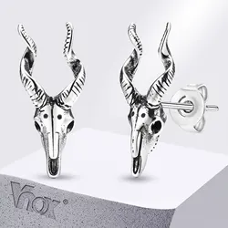 Vnox Gothic Goat Earrings for Men Boy,  Punk Rock Metal Goat Head Skull Skeleton Stud Earrings, Cool Unisex Ear Jewelry