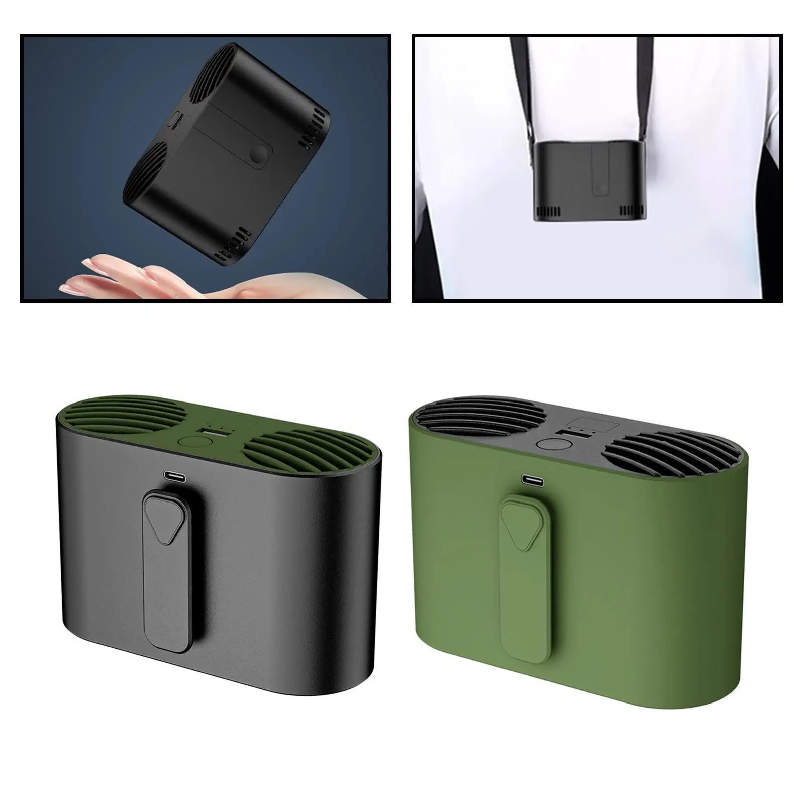 مروحة شخصية بفتحات تهوية مزدوجة ، شحن يو إس بي ، أيدي مجانية للعمل في الهواء الطلق ، الغرض ، 4 سرعات قابلة للتعديل ، متعددة الخصر