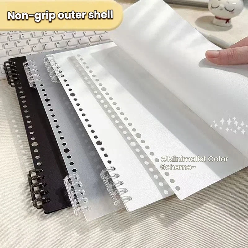 

2pcs black plastic ring binder cover, 5-ring mechanism, no punching required, detachable design, comfortable to handle, DIY cr