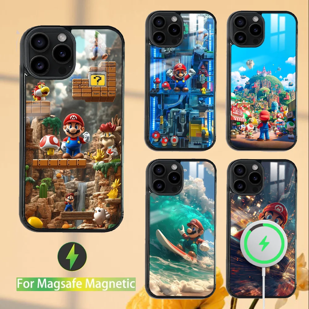 Super M-MarioS Bros Game  Phone Case For iPhone 16 15 14 13 12 11 PRO MAX PLUS Mini Magnetic wireless mirror phone case