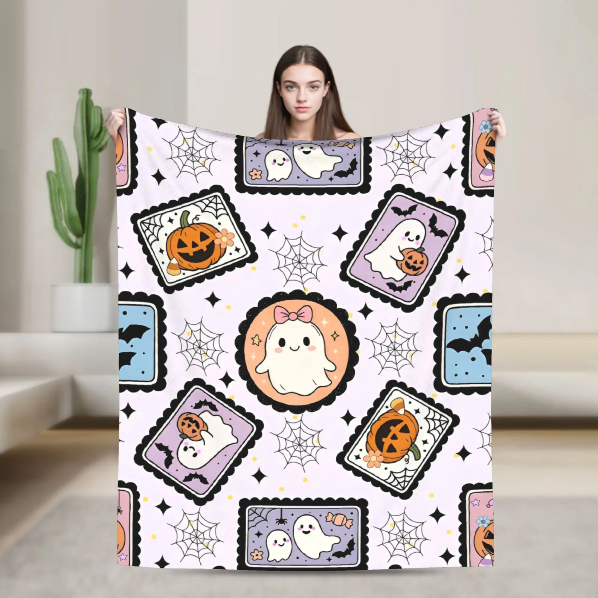 

Хэллоуин узор призраки тыква одеяла коралловый флис плюшевые летние кондиционер теплое одеяло для кровати автомобильный ковер кусок