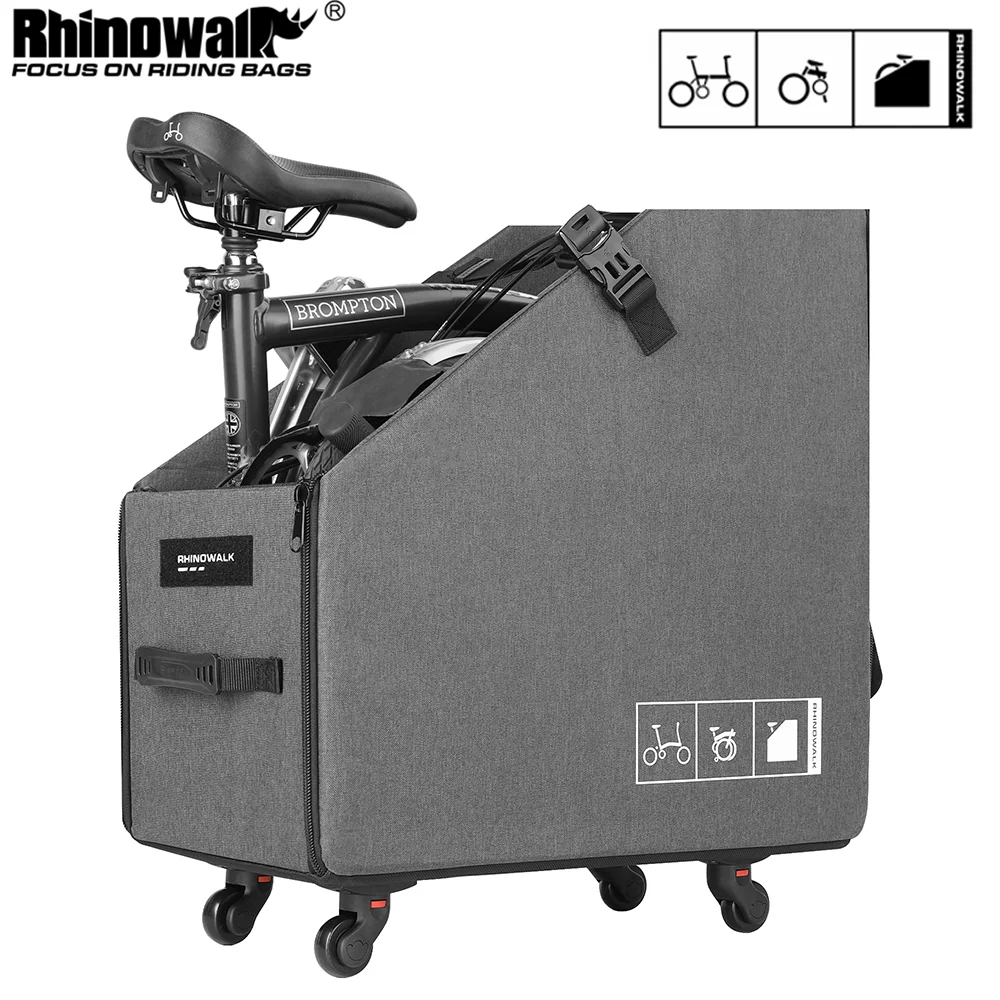 Rhinowalk Folding Bike Storage Box With Quick Release Wheel For Brompton Bike Fit 14-16 Inch Folding Bicycle Car Storage Trunk