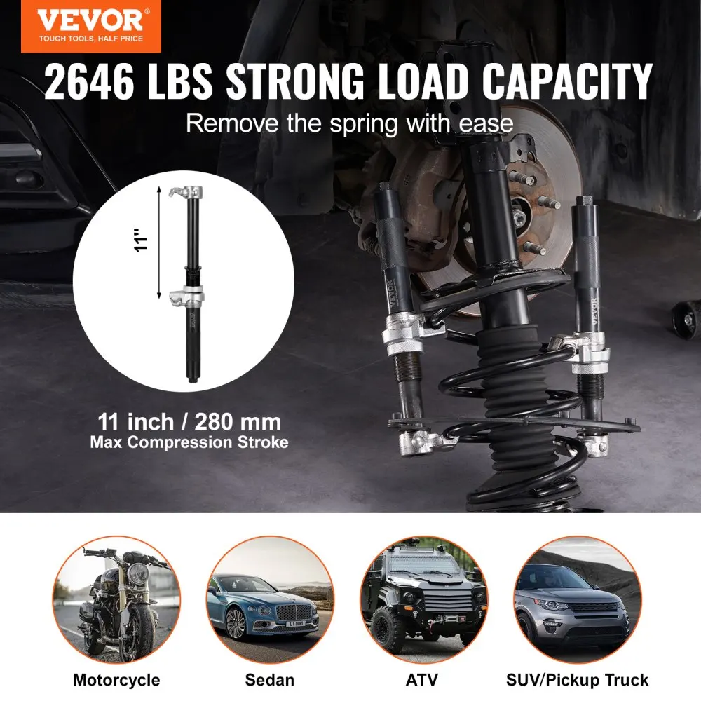 VEVOR Set kompresor koil pegas, 2 buah tugas berat Macpherson Set kompresor pegas 2646 lbs kompresor musim semi Strut