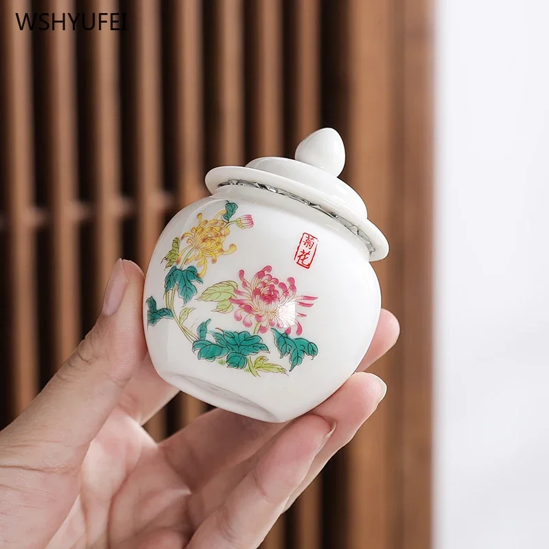 5.2x6.6cm Ceramic sealed tea can Facial mask powder can Empty sample bottle Tourism bottling Lotion container Can with lid  50ml