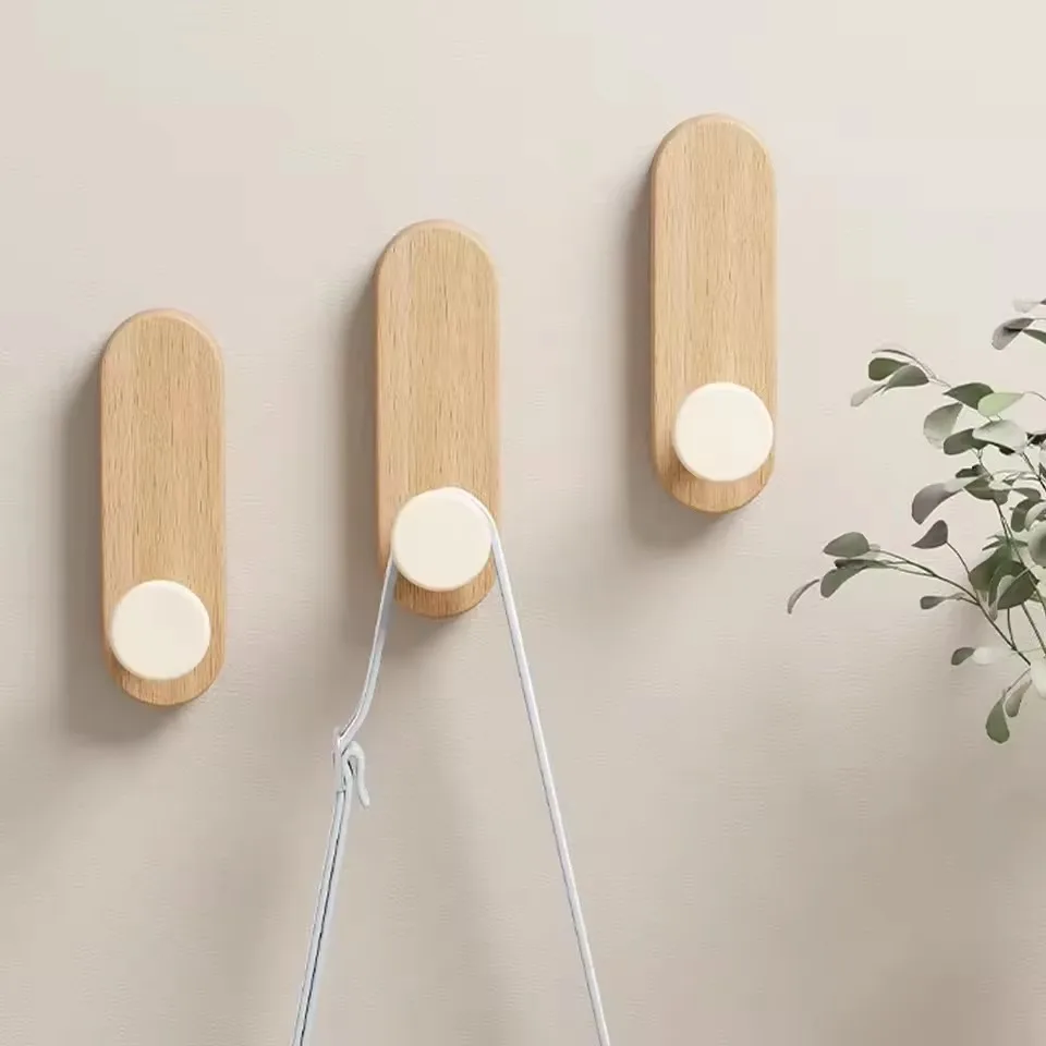 Selbstklebende Wandhaken aus Holz zum Aufhängen von Mantel, Handtuch, Kleidung, Decke, Hut, Rucksack, Robe, Eingangsbereich, Schlüsselhalter, Dekoration – Detail 4