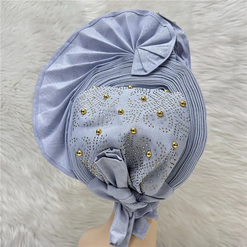 Nigerian gel headgear, with stone bead, already made auto, turban, afro aso ebi gel aso oke, wide brim headgear 7L111802