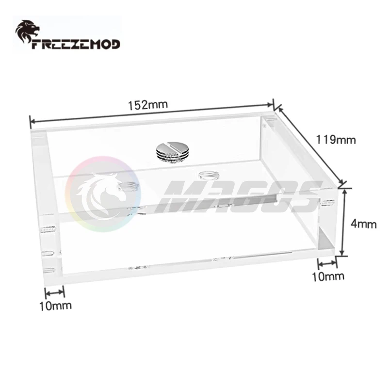 FREEZEMOD Square Acrylic Liquid Cooling Water Tank Below The Water Industrial Server  with Lower Effluent Installation.FSX-1540B