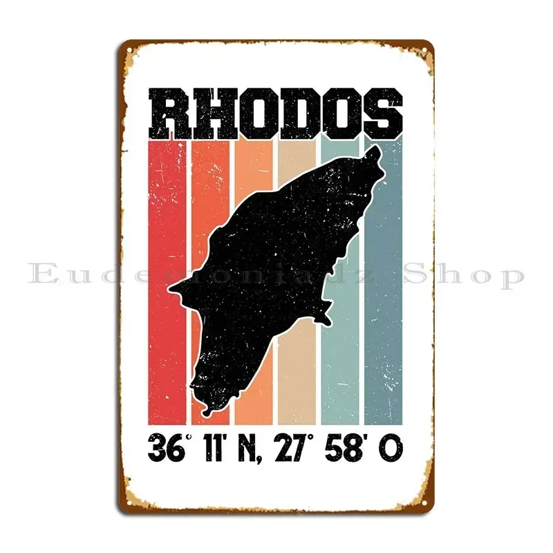 Rhodes Coordinates Greece Metal Plaque Poster Create Club Customized Wall Custom Cinema Tin Sign Poster