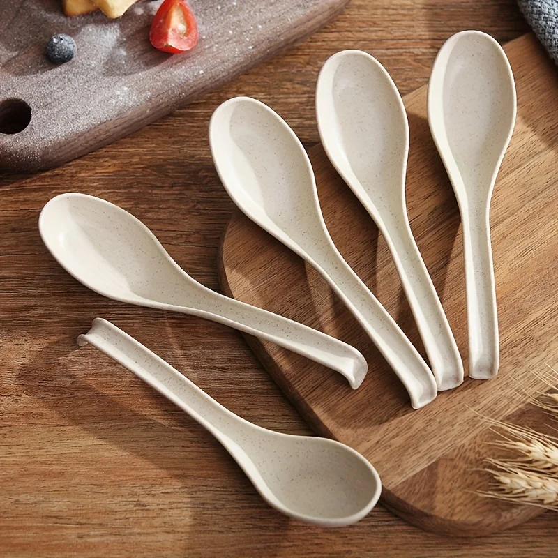 10pcs Premium Plastic Spoons - Extra-Length Handle for Easy Serving, Versatile Noodle & Soup Spoon, Perfect for Restaurants