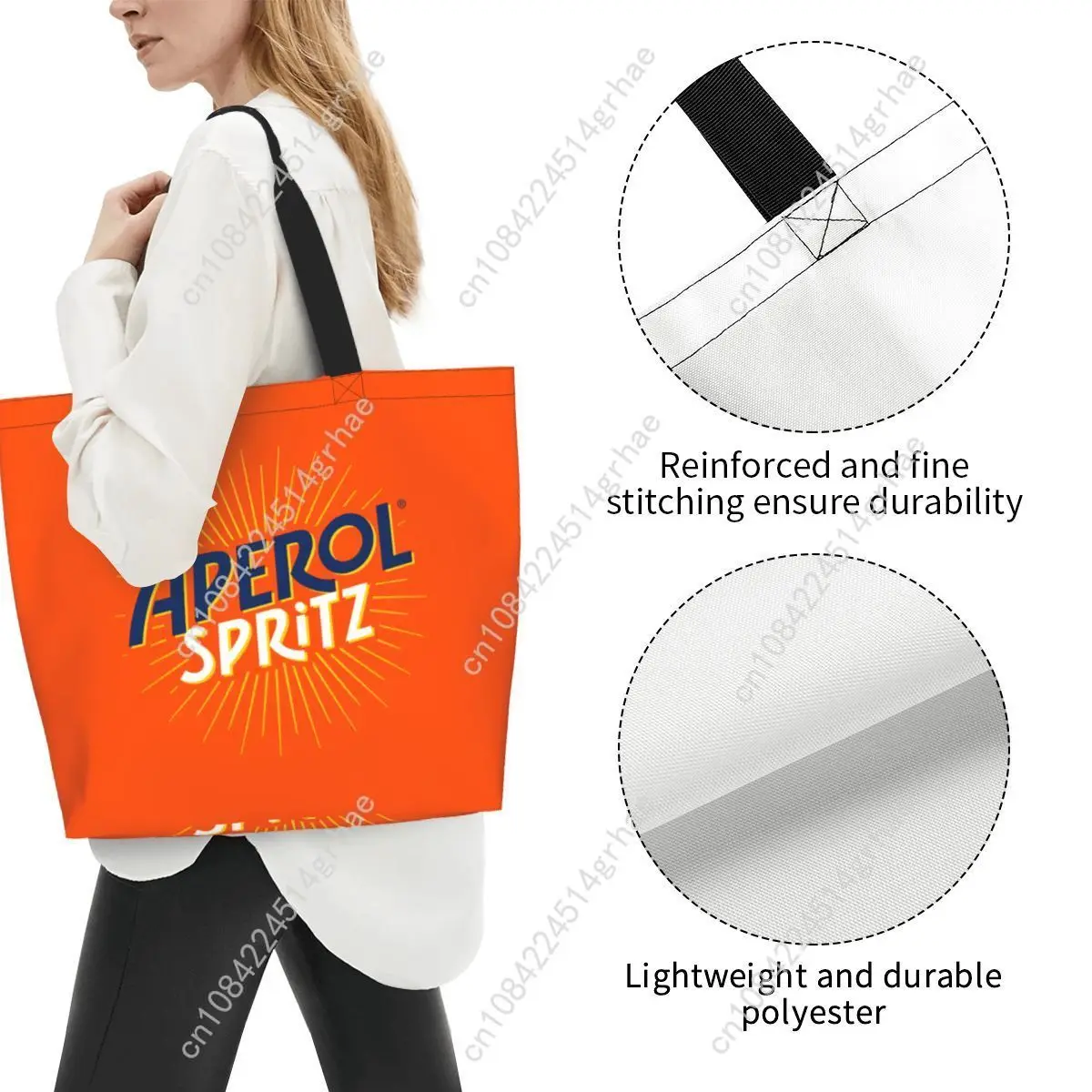 Sac fourre-tout personnalisé Aperol Spritz pour courses, en toile imprimée tendance, grand sac à bandoulière durable de grande capacité
