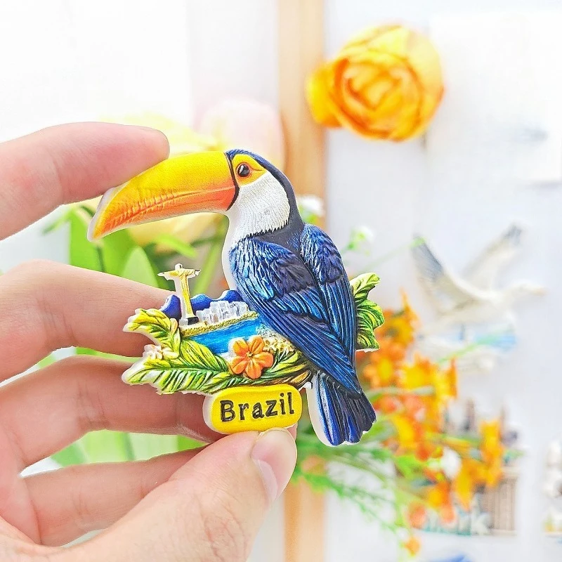 مغناطيس ثلاجة الطوقان البرازيلي - تذكار الطيور الاستوائية ثلاثية الأبعاد لديكور الغابات المطيرة من أمازون هدية فريدة من نوعها في أمريكا اللاتينية مع مغناطيس قوي #3