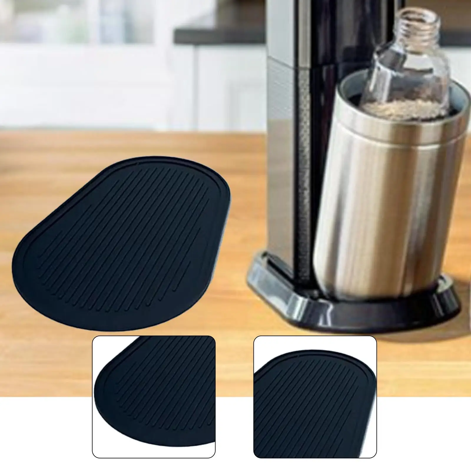 シリコン製滑り止めドリップマット（ソーダマシン用、幅広エッジパッド、ソーダメーカー用ドリップトレイ、シリコン乾燥マット下敷き）