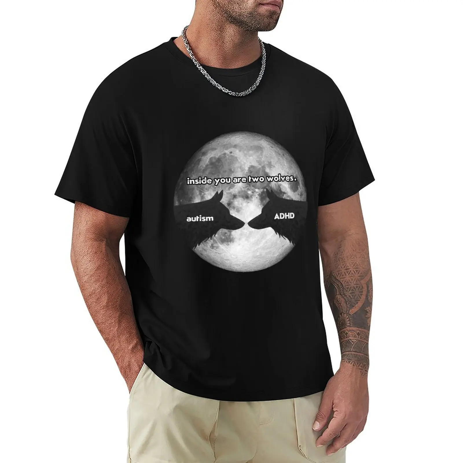 

Inside you are two wolves... Autism/ADHD T-Shirt tees Anime t-shirt summer shirt funny meme t-shirts Men's t-shirt