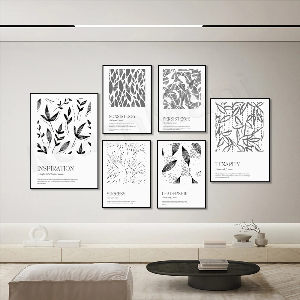 TenMID-Affiche d'art de dictionnaire de modèle de définition LTE, succès, détermination, inspiration, image de lotus, décor de bureau