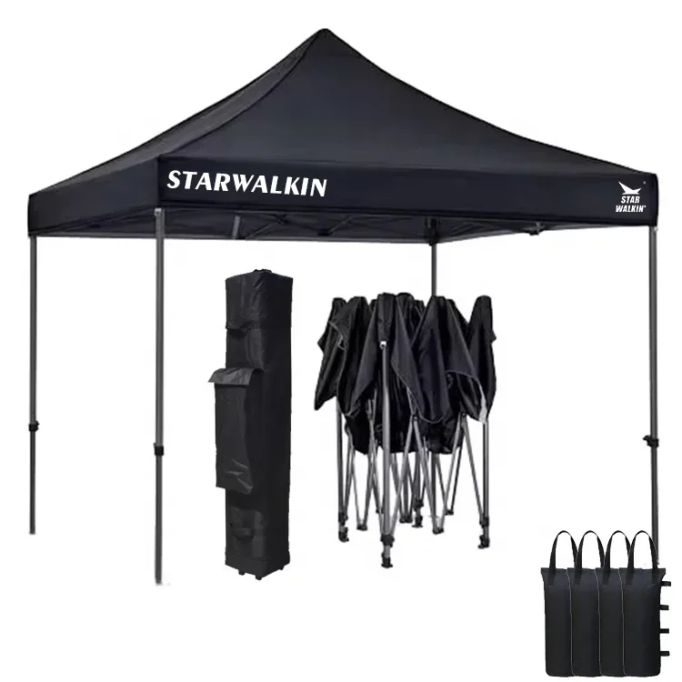 outdoor Waterproof Folding 10x10ft steel Iron frame trade show tents business tent pop up canopy tent with Wheel Bag & Sandbag