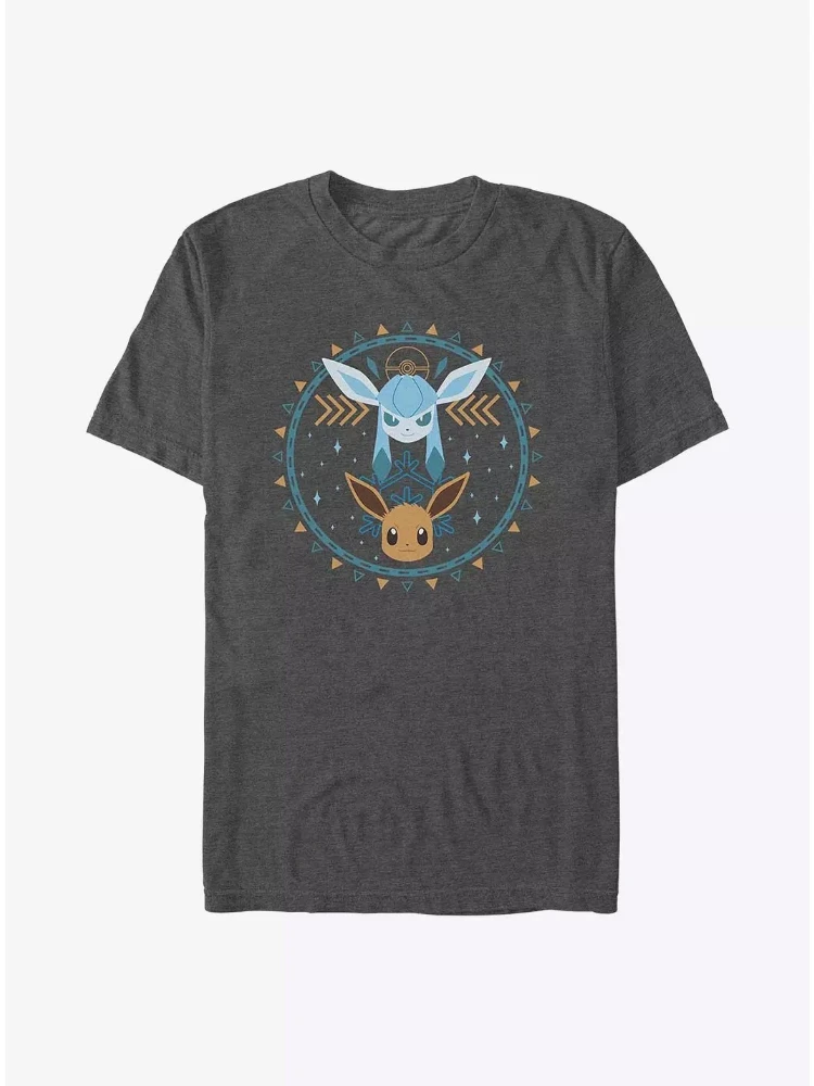 bandai-novo-pokemon-evee-glaceon-impressao-redonda-de-alta-qualidade-dos-homens-manga-curta-pai-filho-solto-confortavel-camiseta