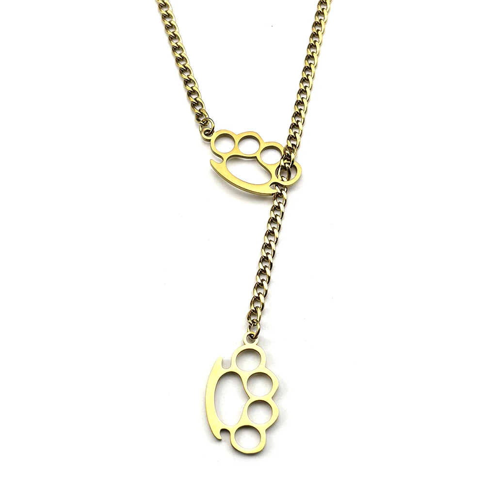 Hiphop Knuckle Duster Curb Chain für Damen und Herren, Edelstahl, silberfarben, Street Rock Rapper, coole DIY-Kampfhalskette, Schmuck – Detail 9