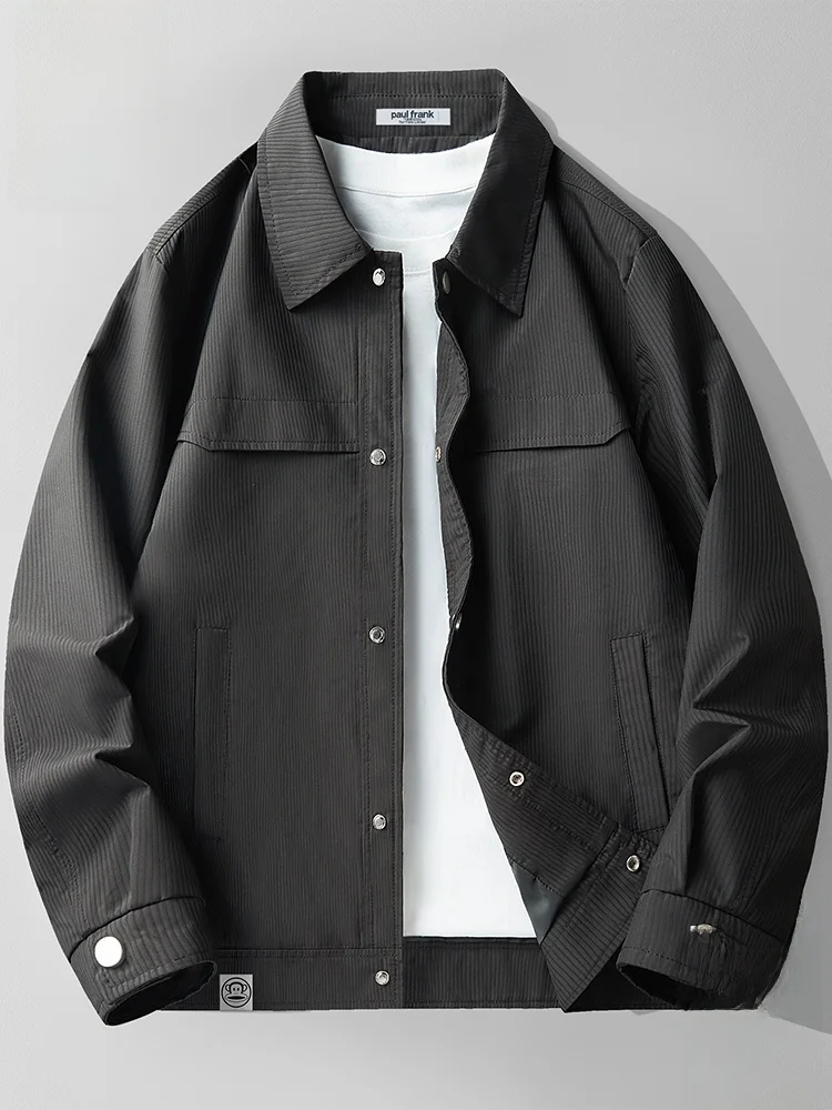 

PaulFrank Monkey Flip Collar Jaet Men's Faion Urban Sle Spring Season Long Sve Outerwear Polyester Fiber Resistant t...