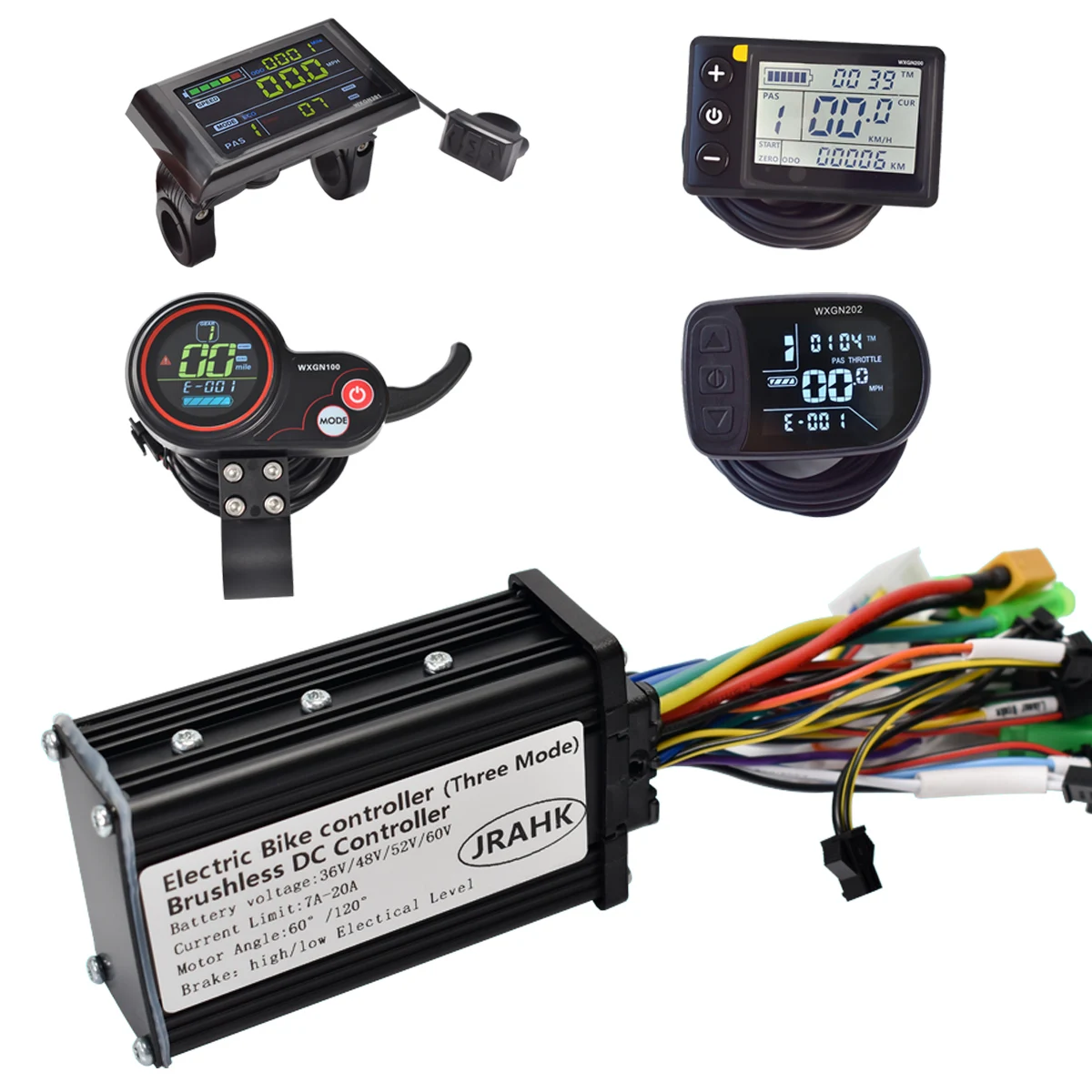 AliExpress JRAHK 250W-400W Brushless DC Controller 36V-60V 7A-20A Sine Wave Output Motor Controller for E-Bikes and Scooters