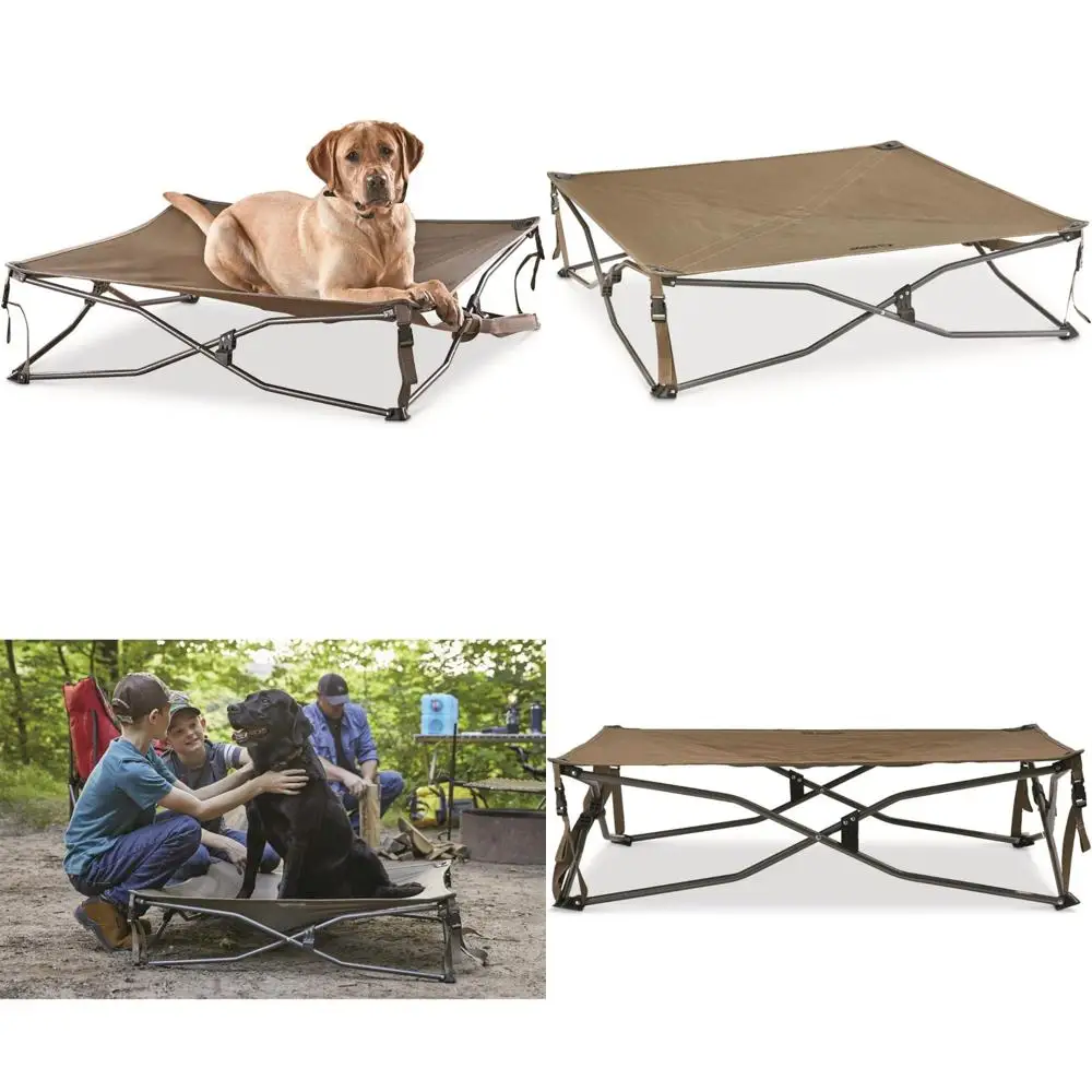 

Повышенная кроватка для домашних животных с прочной коричневой сеткой для комфорта на открытом воздухе