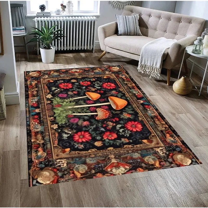 Meadow Mushroom Rug Flower Carpet Rugs For Living Room Aesthetic Rug Victorian Bedroom Decorative Carpet Washable Rug