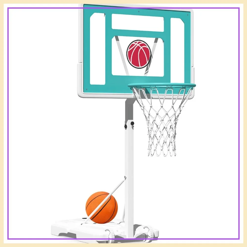 

Pool Basketball Hoop 32x23in, Adjustable 3.1-4.1ft, Includes Pump & Ball, White