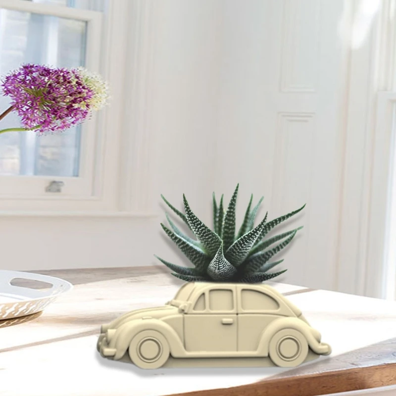 3D DIY Flower Pots Mold Car Shape Silicone Concrete Mold Car Shape Vase Moulds for DIY Crafting Concrete Planters Candle Holder