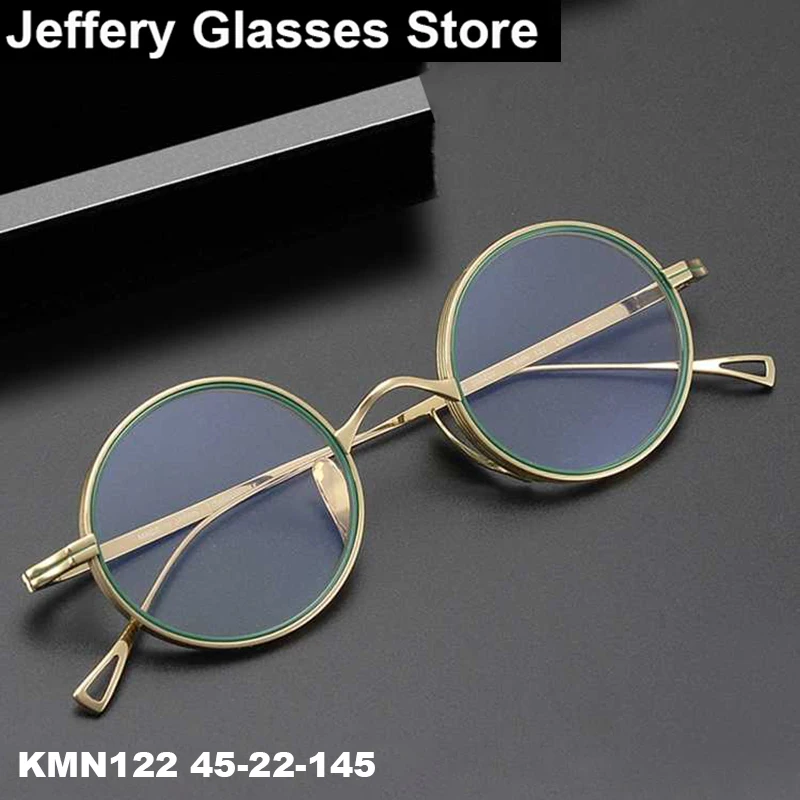 2024 Japanese Small Round Titanium Men Glasses Frame Ultralight Retro Brand Design KMN122 Women Eyeglasses Fashion Eyewear