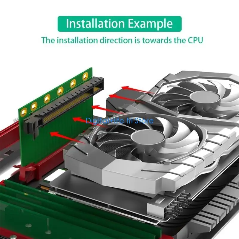 

E06D PCIE3.0 16X 90 Degree Reverse Risers Card Adapter for PC with 61.80mm Height for All Users