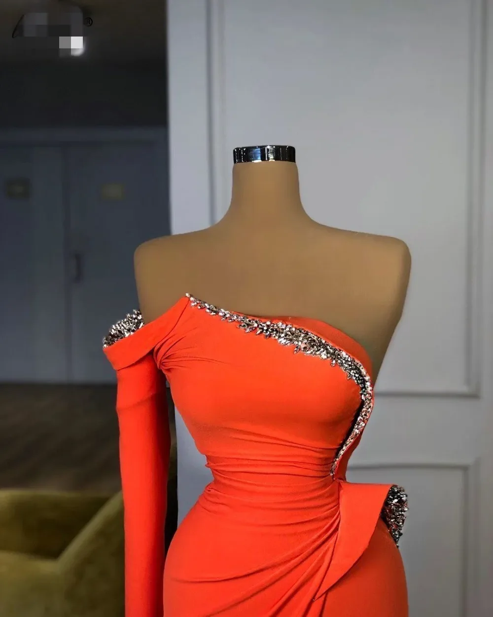 2026 Newest Dubai Evening Dresses Long One Shoulder Elegant Evening Gowns Beading Mermaid Robe De Soiree Arabic Prom Dress Party