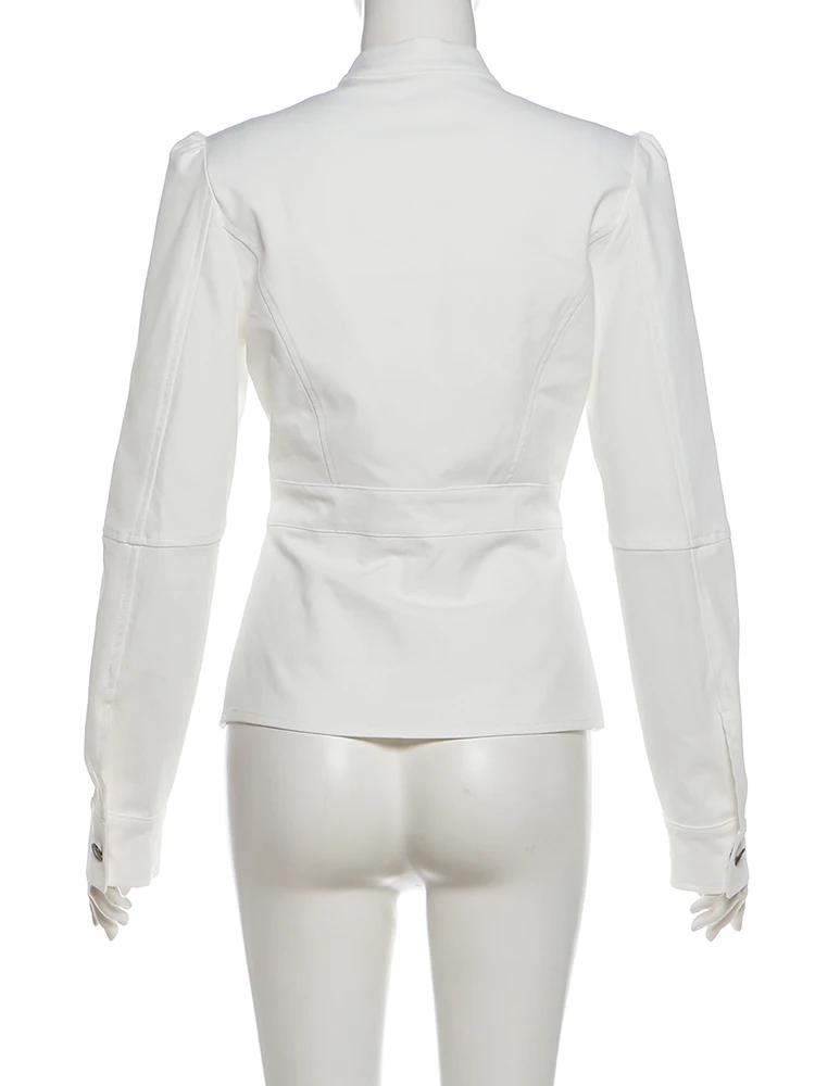Weird Puss Damen-Mantel mit einreihiger Knopfleiste, O-Ausschnitt, lange Ärmel, Freizeit, schmal geschnitten, Büro-Stil, schlicht, klassisch, Herbstmode, schick, Streetwear – Detail 5