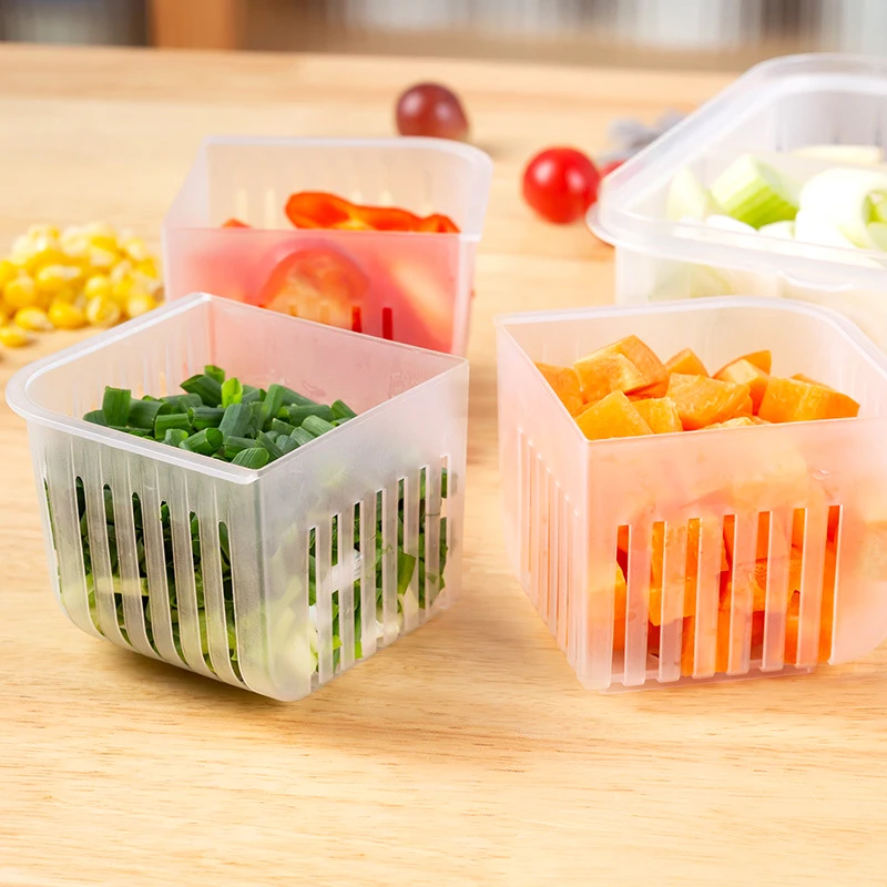 Garlic Drain Basket Storage Containers Fridge Fresh-keeping Boxes Vegetable Fruit Separation Box Kitchen Refrigerator Organizer