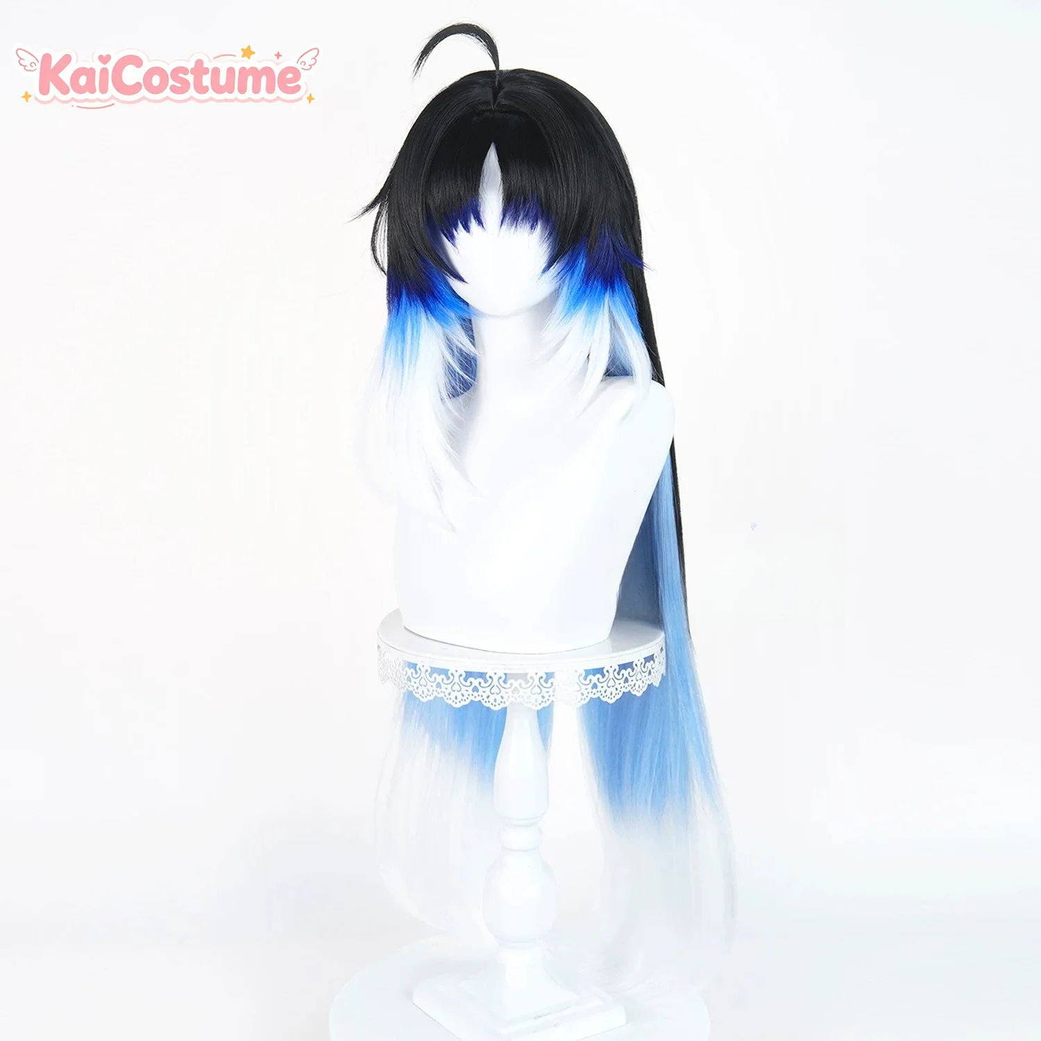 Wuthering Waves Yangyang Xuanling Cosplay Wig Cool Dark Long Hair Handmade Realistic Scalp Top Thick Heat Resistant Synthetic view 2