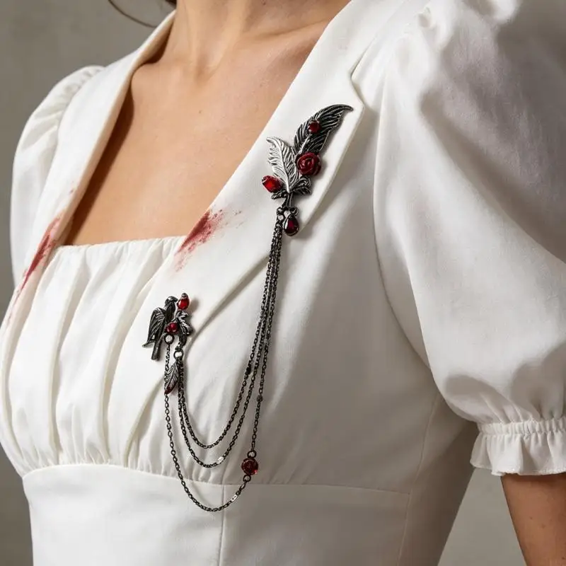 195C Rose Brooch With Drape Chains for Scarves, Hats, and Bags