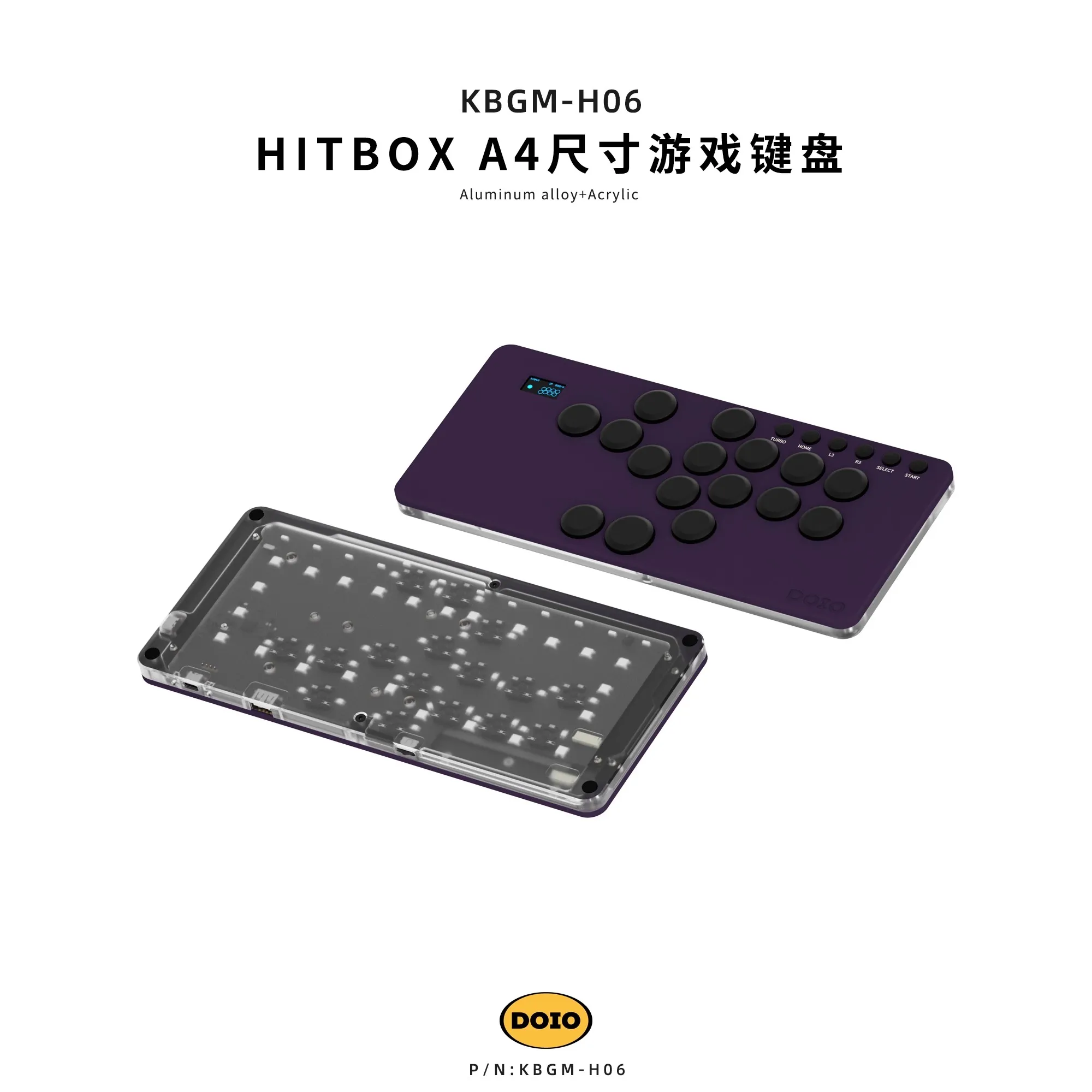 

DOIO KBGM-H06 PRO HITBOX Gaming Keypad Aluminum Alloy Portable A4 Arcade Joystick PS4 PS5 Switch Steam SF KOF Tekken PC Gifts