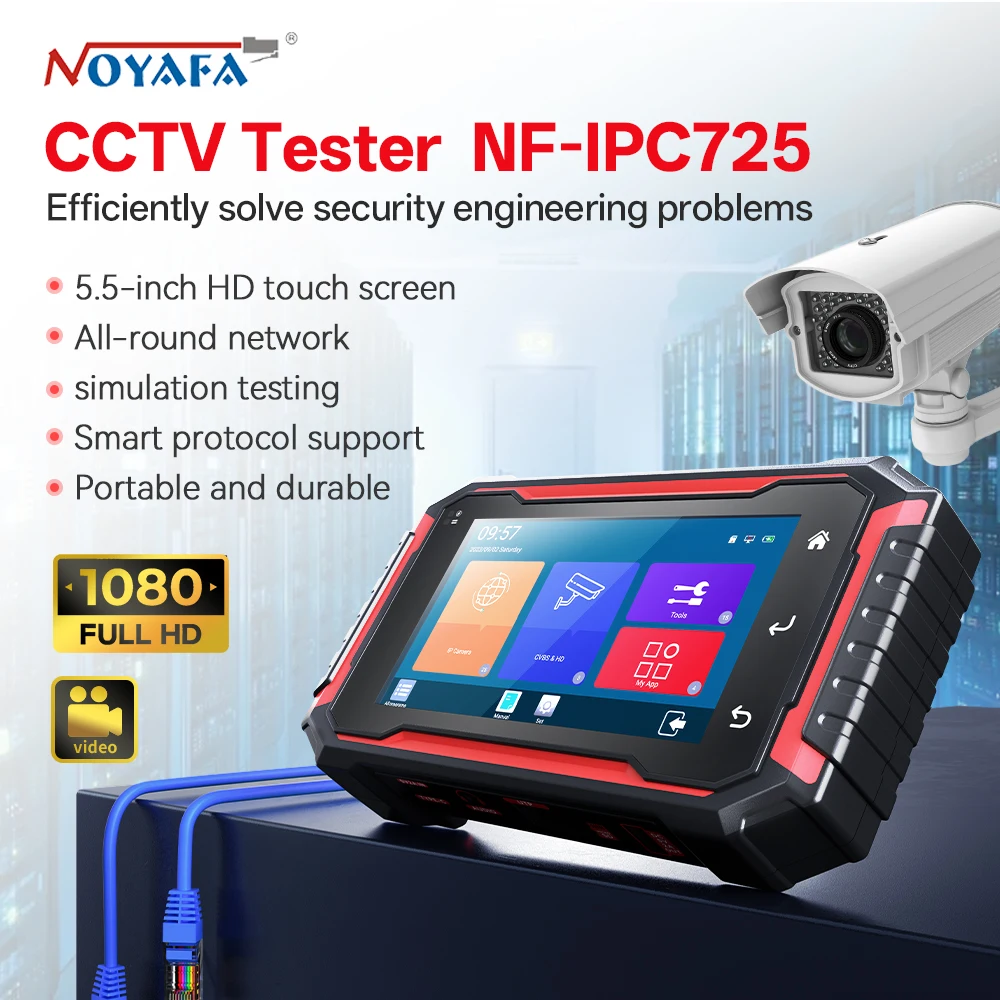 NOYAFA NF-IPC725 CCTV Tester Monitor Network Cable Tester with PING & IP Scanner HD Touch Screen Network Tools For Engineers