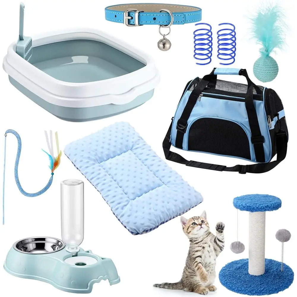 

Kitten Starter Kit, 10 Pcs Cat Starter Kit or Indoor Cats Kitten entials Includes Litter Box, Pet Toy, olding Carrier, Clime, Ma