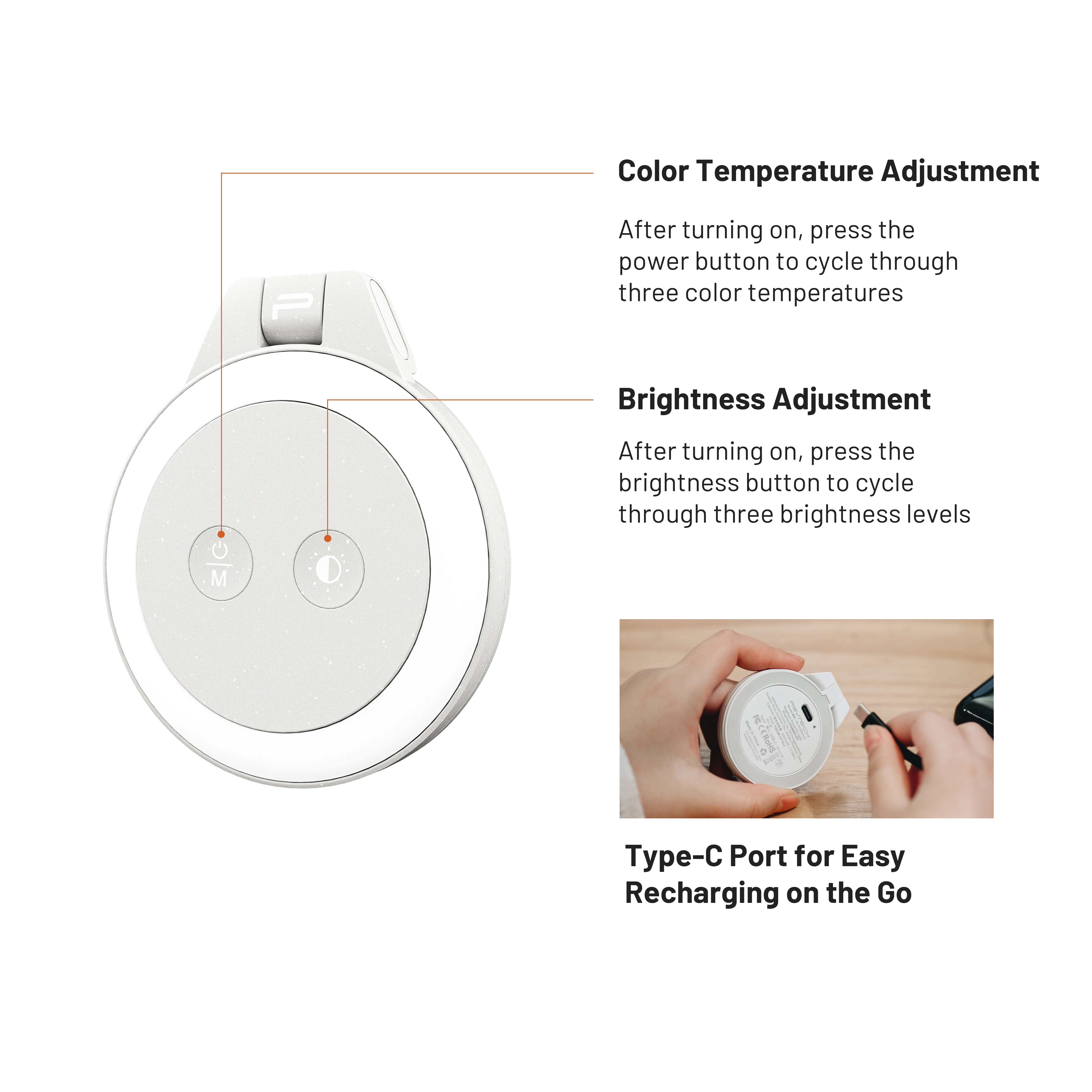 PGYTECH Mobile Light MagSafe Anello magnetico Ancoraggio Selfie dal vivo Mini bellezza portatile