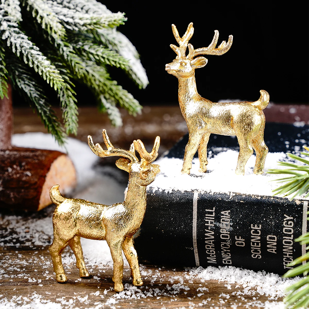 3 Stück, Weihnachts-Mini-Rentier-Harz-Ornamente, bunte dreidimensionale Hirsch-Tischdekorationen, Kunsthandwerk – Detail 5