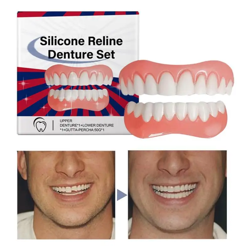 

1 Set Silicone Denture Set Upgraded Professional Denture Relines Kit Comfortable And Natural Denture Set General For Adults
