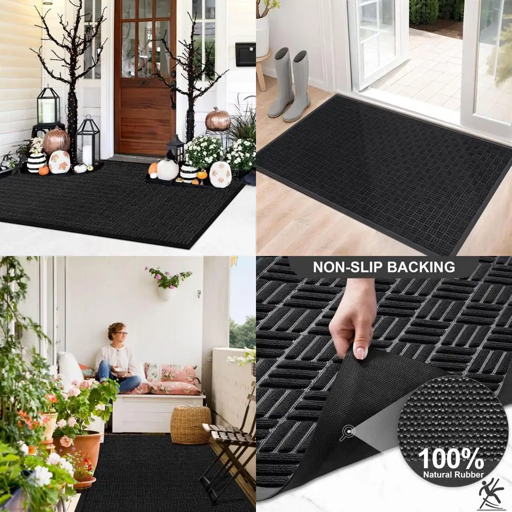 

Sturdy & Water-resistant Door Mat, 61.5x36, Black, Suitable for Indoor & Outdoor Use