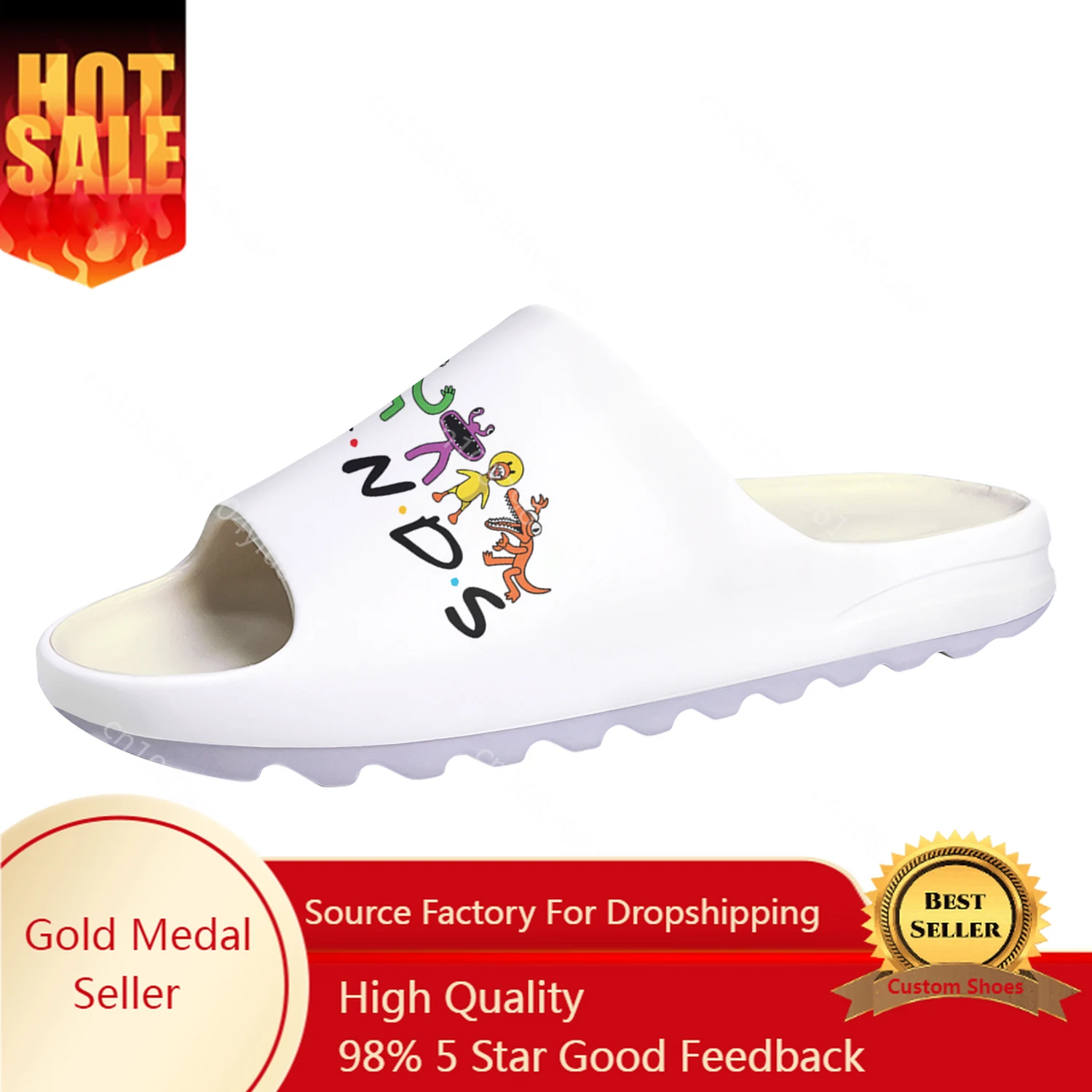 

Friend Anime Cartoon Game Soft Sole Sllipers Mens Womens Teenager Rainbow Fashion Home Clogs Custom Water Shoes on Shit Sandals