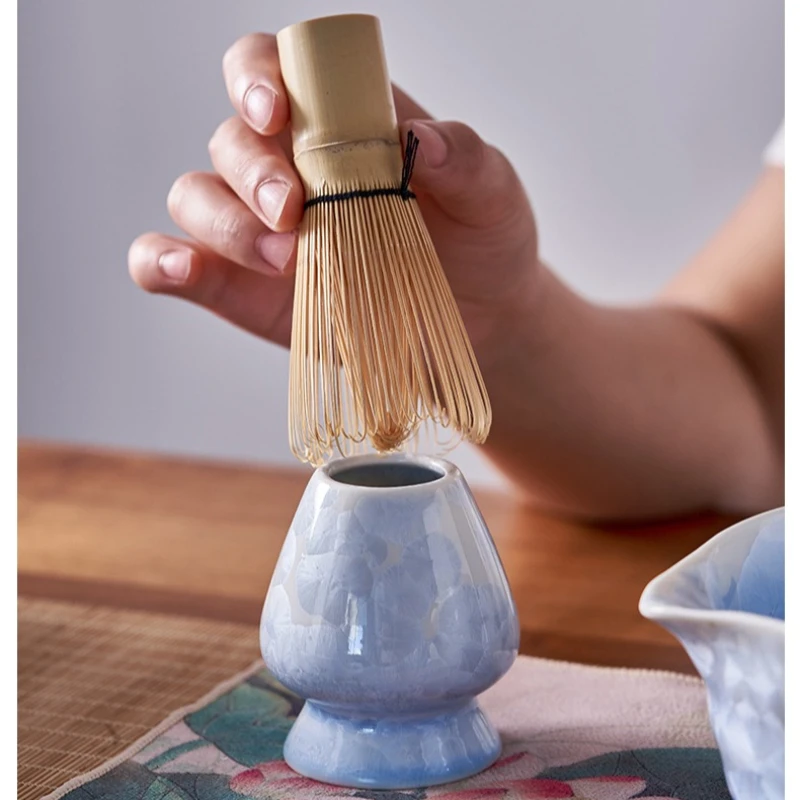 

7PCS Matcha Bowl Ceramic Crystallized Glaze Kiln-turned Ice Pattern Matcha Making Set Bamboo Brush Exquisite Matcha Tea Set