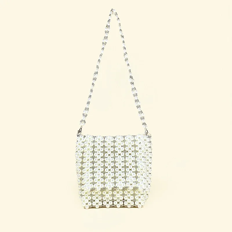 2024 New Niche Design Fashionable High-end Elegant Pearl Bag Handcrafted Woven Beaded Crossbody Banquet Bags Customization