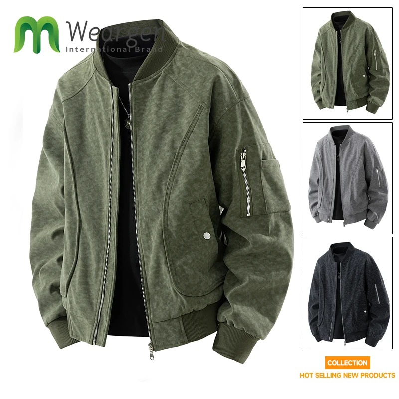 

Men's Large Size Baseball Collar Jacket M-8XL Spring Autumn New Personality plus Fat Increase Style for Men 8807