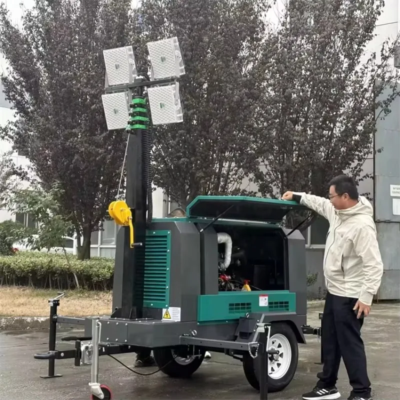 Mobile Generator Light Tower with High Brightness LED Lamps for Construction Mining Night Work