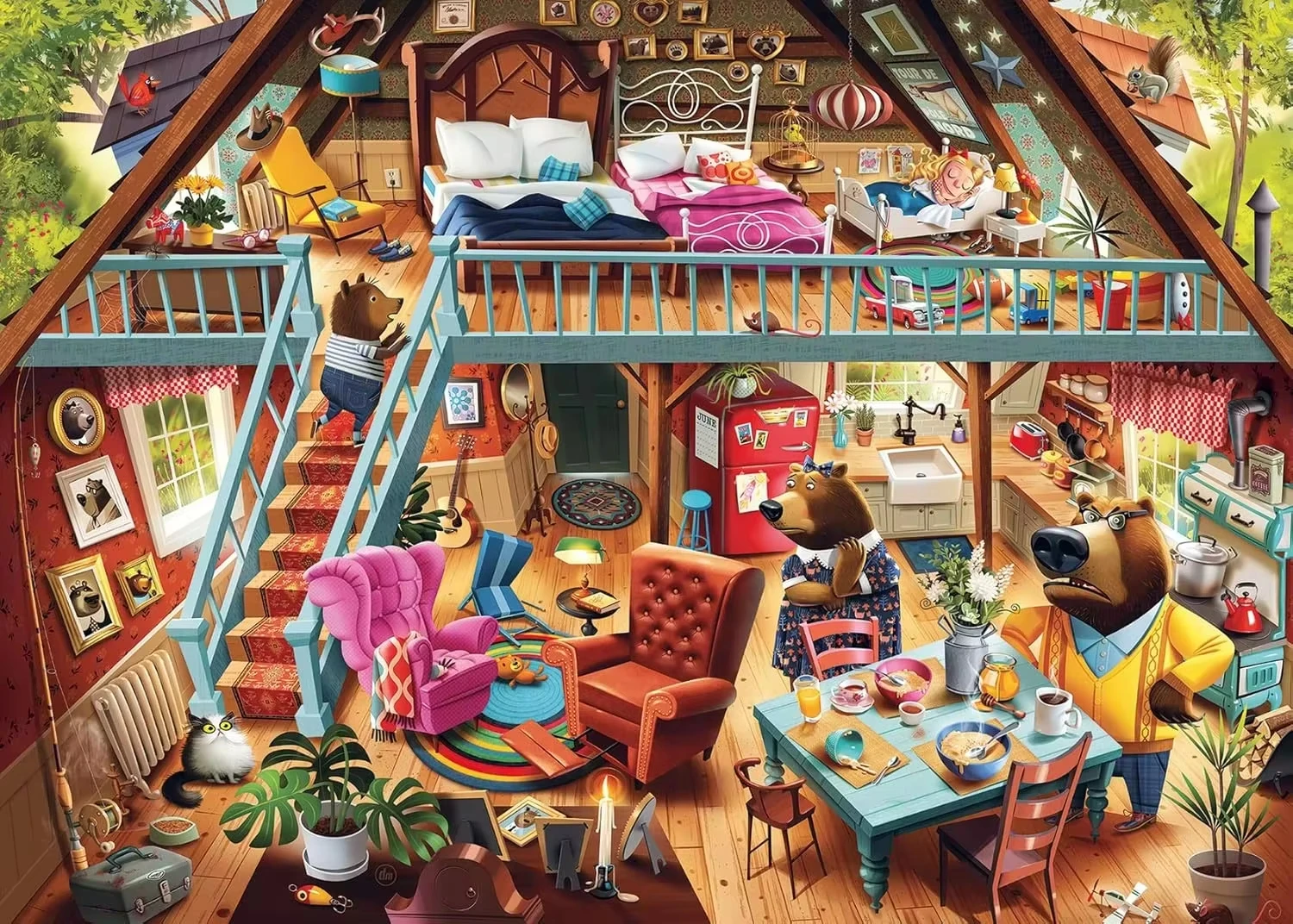 

The Warm Home Of The Little Bear 500/1000/1200/2000 PCS Jigsaw Puzzles Family Activity Relaxing Games for Room Home Decor Gift