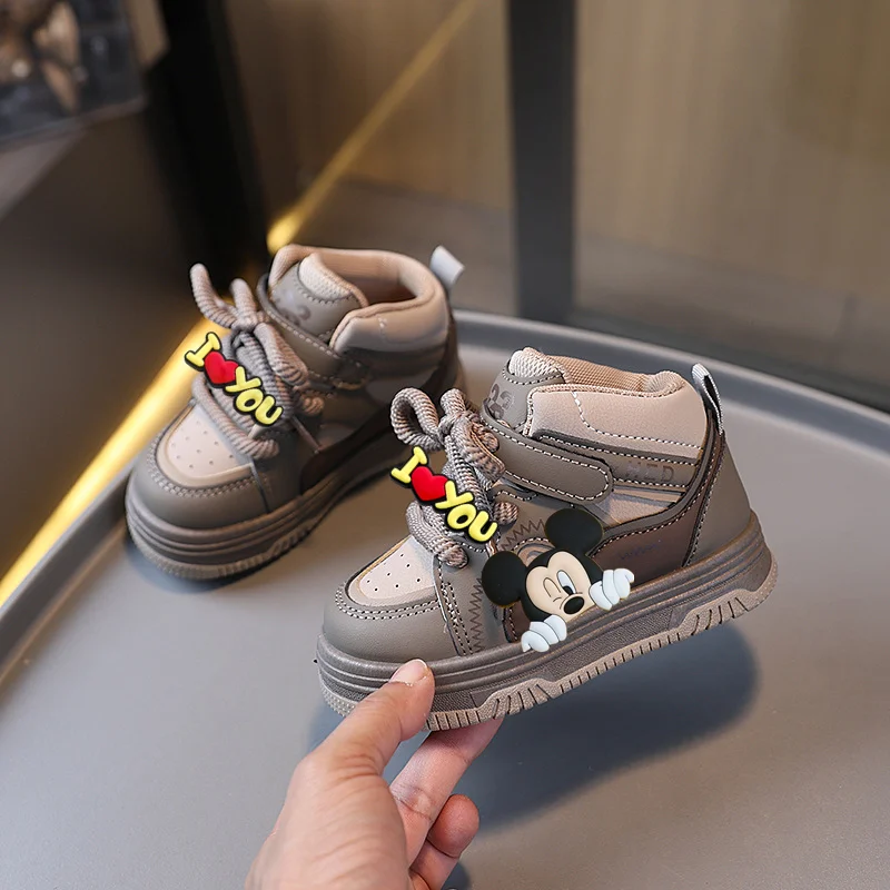 ディズニー ベビー 幼児用シューズ スティッチ ミッキーマウス キッズ スニーカー 春秋 男の子 カジュアルシューズ ハイカット 女の子 ボードシューズ ソフトソール