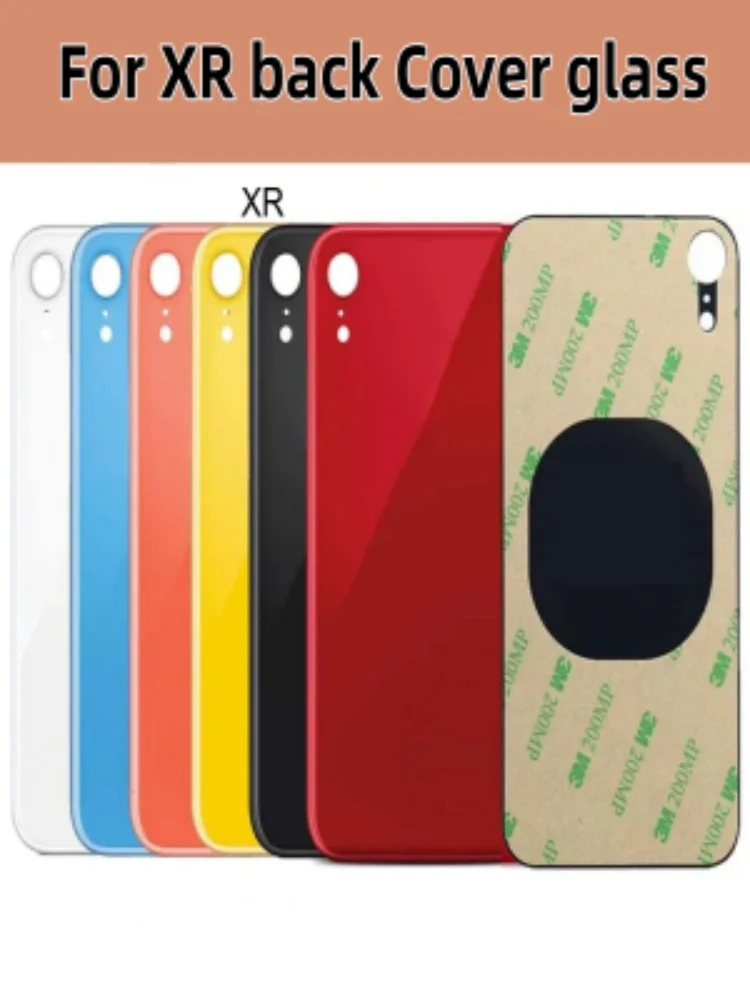 Back Glass+3M glue For IPhone XR Back Cover Glass Fast Replacement High Quality Housing Battery Cover Big Hole Rear Glass